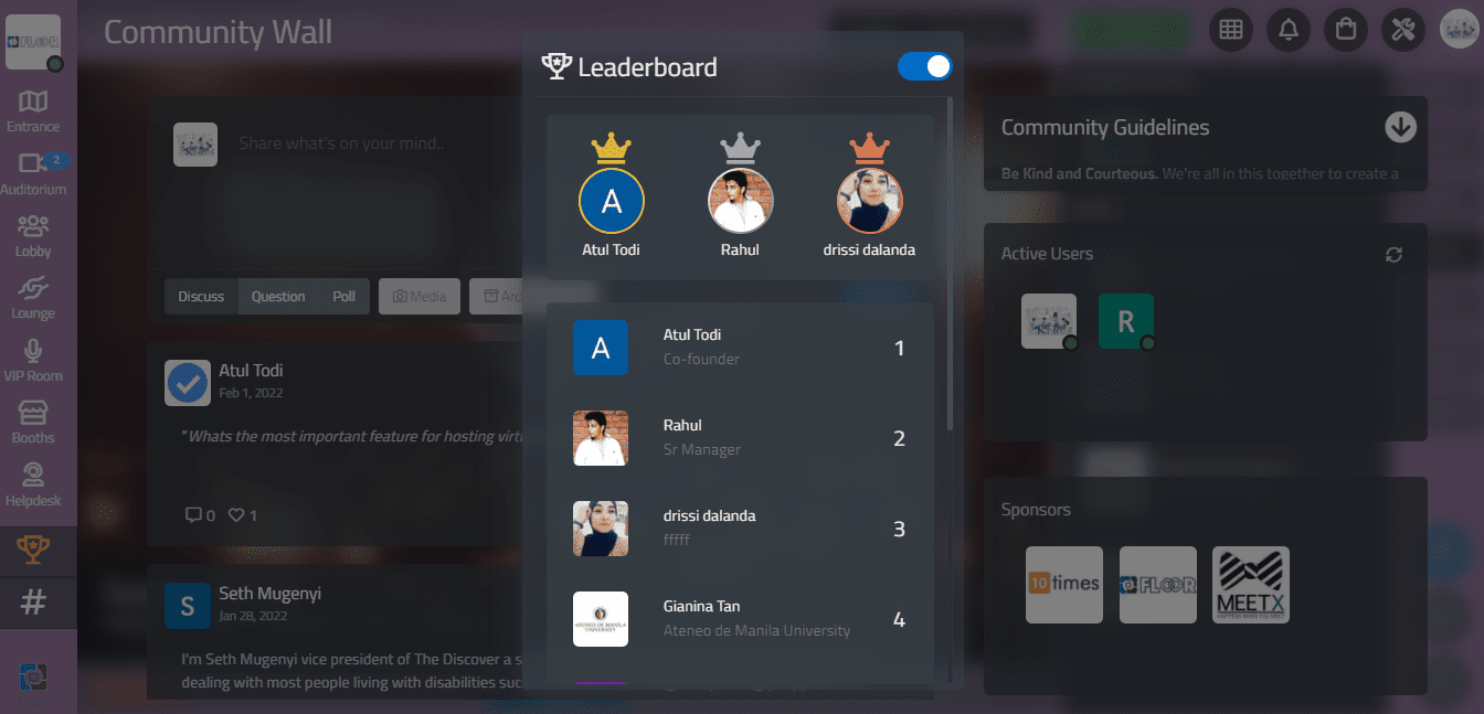 Virtual event platform
